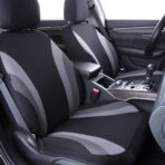 CAR PASS Line Rider Sporty Cloth 11PCS Universal Fit Car Seat Cover -100% Breathable with 5mm Composite Sponge Inside,Airbag Compatible,3zipper Bench(Full Set, Black and Gray) - Image 2