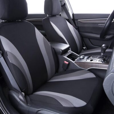 CAR PASS Line Rider Sporty Cloth 11PCS Universal Fit Car Seat Cover -100% Breathable with 5mm Composite Sponge Inside,Airbag Compatible,3zipper Bench(Full Set, Black and Gray) - Image 2