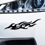 2-Piece Set 30cm Car Flame Stickers Suitable for Cars, Helmets, Motorcycles, Bicycles, Skateboards, Racing Stripes, Waterproof Decorative Stickers (White) - Image 3