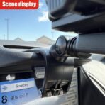 Car Phone Mount, 360° Rotatable ABS Auto Rearview Mirror Cellphone Bracket Clip with Non-Slip Base, Multifunctional Vehicle Interior Dash Phone Holder for 3 to 7 Inch Smartphones - Image 6