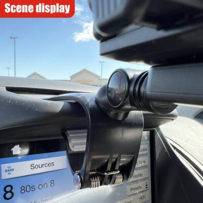 Car Phone Mount, 360° Rotatable ABS Auto Rearview Mirror Cellphone Bracket Clip with Non-Slip Base, Multifunctional Vehicle Interior Dash Phone Holder for 3 to 7 Inch Smartphones - Image 6