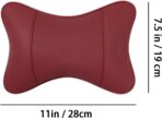 Car Pillow for Car Neck Pillow for Driving Seat Leather Neck Support Soft Cushion Back Support Head-Rests for Vehicle Sleeping with Elastic Adjustment Strap 2PCS (Neck, Red) - Image 3
