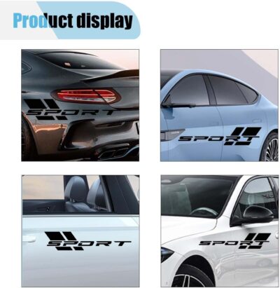 2PCS Car Sport Letter Logo Decal, Reflective Vinyl Decal Sticker for Car Side, Waterproof Decoration Car Door Decals, Car Exterior Accessories for Bumper, Body, Rear (Black, 2PCS) - Image 5