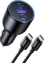 UGREEN 130W USB C Car Charger, PD 100W +PD 30W Type C Car Charger Adapter Compatible with iPhone 17/17 Air/17 Pro/17 Pro Max/16/15/14/13/12 Series, Galaxy S24 S23 Ultra, iPad, MacBook, and More