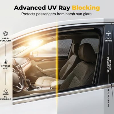 2 Pack Car Window Shades, 2026 New Stretchy Mesh Car Window Screens Sun Shades, Nets Covers for Sedan, SUV, Rear Side Window, Front Side Window (Small Size, Rear Side) - Image 5