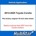 Hubcap Replacement for Toyota Corolla 2020-2025, 16-inch Replica Wheel Cover (Set of 4) Gloss Black - Image 5