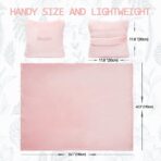 Travel Blanket Pillow, Premium 2 in 1 Flannel Airplane Blanket Compact for Travel,Office, Home,Travel Essentials Accessories for Plane and Car,Compact Office Blanket (Pink) - Image 2