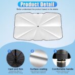 Car Windshield Sunshade Umbrella, Portable Auto Interior Front Window Heat Insulation Protector Cover, Vehicle UV Rays Blocker Camping Accessory Keep Car Cool for SUV, Sedan (Small) - Image 3