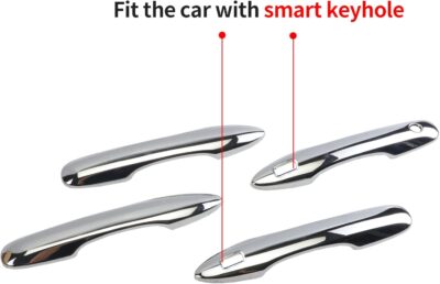 Door Handle Cover Trim Compatible with Toyota Camry 2018-2025 /Corolla 2019-2025 /Avalon 2019-2022 /Pruis Hatchback 2016-2024 Accessories Exterior Door Handle Protector with 2 Smart Key Holes Chrome - Image 5