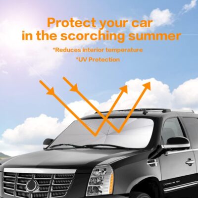 VAGURFO Car Sunshade Umbrella,Upgraded Windshield Cover Sun Shade,UV Reflecting Portable Front Window Cover,Universal Car Windshield Sunshades,UV Block for Front Windows,Fits Most Vehicles (55"x 31") - Image 3