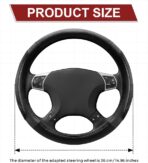 Car Steering Wheel Cover, Steering Wheel Protector, Durable Leather Cover with Anti-Slip Lining, Car Accessories 15 inch Microfiber Breathable Steering Wheels Fit for Most Vehicles (Black) - Image 2