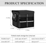 Trunk Organizer With Lid, Collapsible Waterproof Oxford Car Organizer with Aluminum Handle Base Plate, 2-Compartment 28L Sturdy Trunk Cargo Storage Organizer for RV SUV Truck (Black) - Image 2