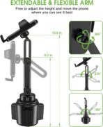 2025 Upgraded Cup Phone Holder for Car, Universal No Shaking Cup Holder Phone Mount with Expandable Base for Car Truck, Adjustable Holders,Compatible with iPhone Samsung All Phones: 1 Pack - Image 6