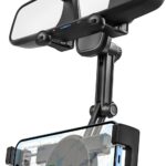 Rear View Mirror Car Phone Holder Clip - [Four Claws Anti-Shake] Cell Phone Mount for Car Rearview Mirror with 360° Rotatable & Retractable for iPhone Air 17 Pro Max 16 15 14 13 12, 4-7" Smartphones