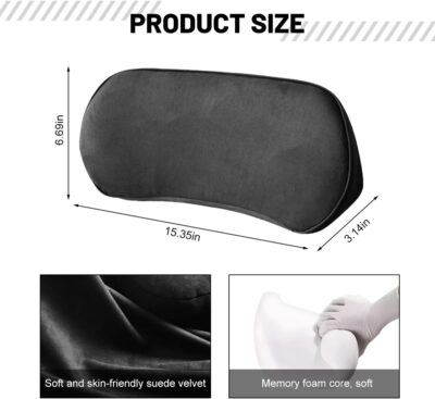 Car Lumbar Support Pillow, Memory Foam Vehicle Seat Lower Back Support Cushion for Back Pain Relief & Sciatica, Comfortable Auto Driver Seat Pad, Universal for Vehicles (Black) - Image 2