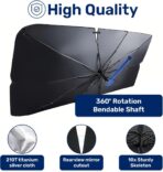 GENANY Silver Umbrella Sunshade for Electric Vehicle (59x37 Inches) with 360° Rotation Bendable Handle, Foldable Car Windshield Sunshade Umbrella, Auto Gift, Spring Car Decor - Image 3