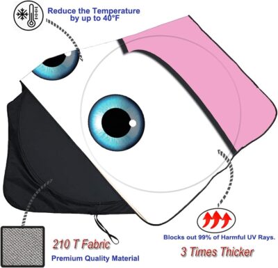 Gven Windshield Sun Shade Universal Fit for Car Window Sunshades Cover Automotive Interior Sun Protector Accessories for Compact& Midsize Sedan,Com& Subcompact SUV,Small Pickup,Wagon (Pink, S) - Image 5