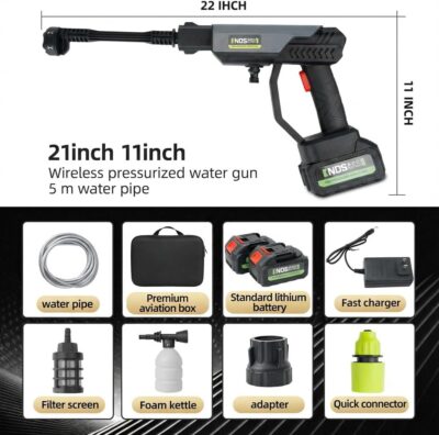 Cordless Pressure Washer with Recharge Battery Powered, 6-in-1 Smart Nozzle, 27 Feet Spray Distance, Handheld Wireless Water Gun for Home, Car, Yard, Pet, Plant - Image 5
