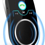 Bluetooth 5.0 Car Speaker, in Car Speakerphone, Bluetooth Receiver for Cell Phone Support Siri Google Voice Assistant, Built in Microphone&3W Speaker for Handsfree Calls, GPS, Music