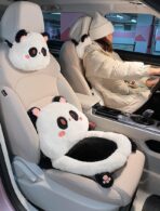 3Pcs Cartoon Car Seat Cushion Lumbar Support Pillow and Neck Pillow, Cute Car Seat Pillow Headrest Pillow Back Support for Driving Fatigue Relief,for Office Chair Truck SUV (Rabbit Sets) - Image 5