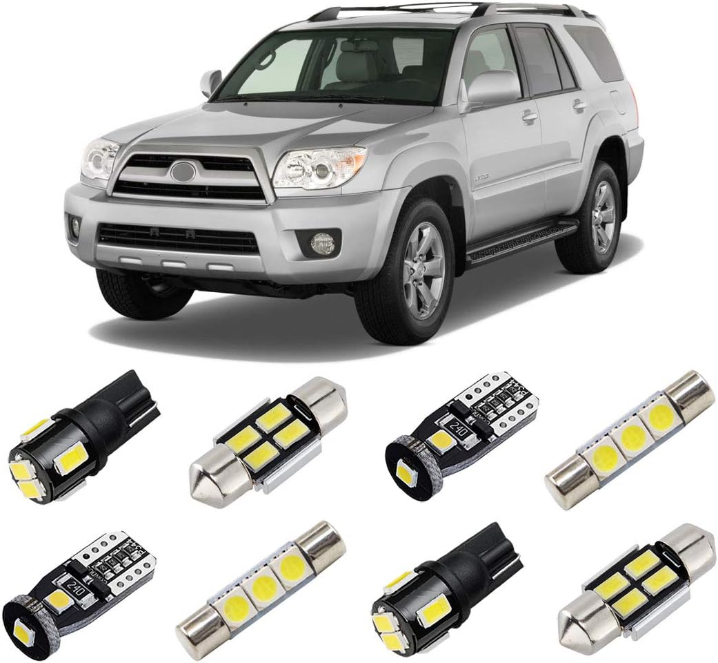 61b33a6tB7L._AC_SL1100_.jpg White LED Interior Light Kit for Toyota 4Runner 2003 2004 2005 2006 2007 2008 2009 Super Bright 6000K Interior LED Bulbs Package + License Plate Lights and Install Tool - Image 1