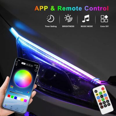 Car Headlight LED Strip, TEKSHINNY 2Pcs 24 Inches Flexible LED Strip Lights, Dual Color Red Turn Signal Yellow Lights Waterproof Daytime Running Light Strip for Truck SUV - Image 5