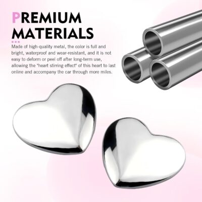 4PCS Heart Metal Car Emblem Stickers, Metal Chrome Waterproof Fade-resistant Vehicle Decals, Creative Fashionable Rear Love Badge Decoration, for Doors, Bumper, Rear License Plate (Silver) - Image 4