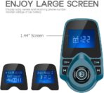 Nulaxy Bluetooth Car FM Transmitter Audio Adapter Receiver Wireless Handsfree Voltmeter Car Kit TF Card AUX 1.44 Display – KM18 Peacock Blue - Image 3