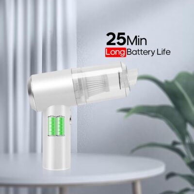 Mini Car Vacuum Cleaner(4500 pa) Portable Cordless Rechargeable,Tiny Handheld Vacuum, Computer Hand Vacuum for Keyboard and Laptop, Mini Hand Held Vac for Car and Home /V01/White - Image 4