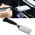 Car Double Head Clean Brush, 2 in 1 Duster for Car Clean, Car Interior Dust Detailing Brush for Air Vents Dashboard Screen, Soft Car Cleaning Tool Accessories (Black)