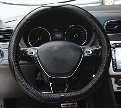 D Shape Steering Wheel Cover 14 inch 36cm for Tesla Model 3 / Y, for Camaro Small D Type Cars and Racing Game Microfiber Leather (Black) - Image 4