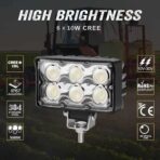 6 Inch LED Tractor Light, 60W Super Bright LED Work Light Rectangular Foglight 5500LM Waterproof 4x6 Flood Offroad Light for Truck, Tractor, ATV, SUV, UTV, Trailer, Excavator, Heavy Equipment (1 PCS) - Image 5