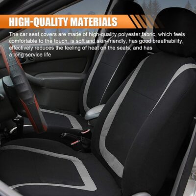 Car Seat Covers, Breathable Comfortable Automotive Seat Protectors, Anti-Slip 2 Front Seats Covers Airbags Compatible, Universal Washable Vehicle Accessories for Car, Truck, SUV (Black/Grey) - Image 3
