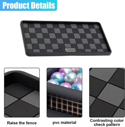 Car Dashboard Non-Slip Mat, PVC Grid Multifunctional Auto Storage Tray, Universal Vehicle Organizer Sticky Gripping Pad for Smartphone, GPS, Keys, Sunglasses, Number Plate (Black Grey) - Image 3