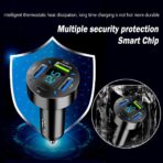 Car Charger 66W Super Fast Charging with USB PD&QC 3.0(Voltmeter&LED Lights) Universal Quick Charge for 12-24V Car Cigarette Lighter Plug,Compatible with iPhone 14 13 12,S22 S21 S20,iPad(Black) - Image 5