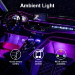 Car LED Interior Strip Lights, TEKSHINNY RGB Car Interior LED Light Wireless APP and Remote Control, 5 in 1 Ambient Lighting Kit with 236 Inches Fiber Optic, EL Wire Lights for Car Inside - Image 6