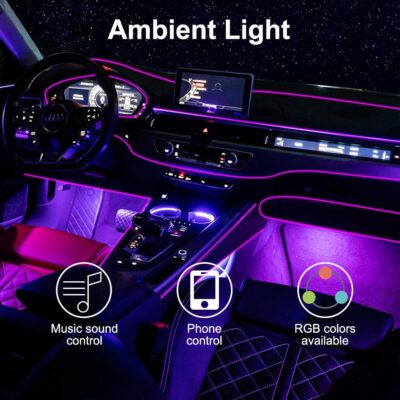 Car LED Interior Strip Lights, TEKSHINNY RGB Car Interior LED Light Wireless APP and Remote Control, 5 in 1 Ambient Lighting Kit with 236 Inches Fiber Optic, EL Wire Lights for Car Inside - Image 6
