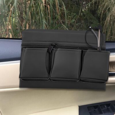 Mandark Car Window Armrest Storage Box, Leather Vehicle Side Door Organizer with Multiple Pockets, Comfortable Automotive Arm Elbow Rest Pad Bag Accessories, Universal for Most Cars (Black) - Image 6