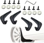 4PCS Car Mud Flaps, Black Mud Flaps Splash Guards, Front & Rear Side Mud Guard, No Drilling Mudguards Fenders Car Exterior Accessories Universal for Most Cars, Truck Vehicle