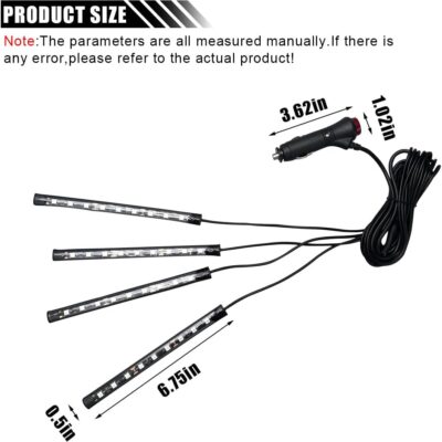 1 Pack 12V Car Interior LED Strip Light, 4 in1 Under Dash Ambient Lighting Kit, 36 LED Auto Interior Decorative Lamp Car Atmosphere Neon Night Light with Cigarette Adapter Plug (Blue) - Image 2