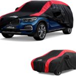 SUV Car Cover Custom Fit for BMW X5, Mercedes-Benz GLE, Audi Q7/SQ7, Car Cover Waterproof All Weather Outdoor Protection with Red Strip Design
