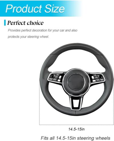 Bling Car Steering Wheel Cover, 15 Inch Crystal Rhinestones Elastic Stretch Breathable Vehicle Steering Wheel Protector for Women Girls, Universal Auto Interior Accessories (Black) - Image 2