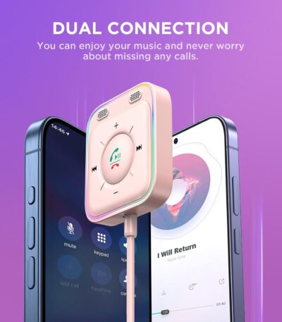 JOYROOM Bluetooth 5.4 Receiver for Car, AUX Bluetooth Car Adapter, 3.5mm Wireless Audio Receiver for Home Stereo/Wired Headphones, Hands-Free Call, Noise Cancelling, Pink - Image 7