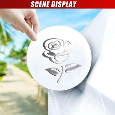 3D Rose Car Sticker Decal, Waterproof PVC Auto Bumper Stickers, 3.9'' × 3.1'' Cute Flower Car Window Decals, Vehicle Exterior Decoration Accessories for Wall, Mirror, Laptop (Silver) - Image 5