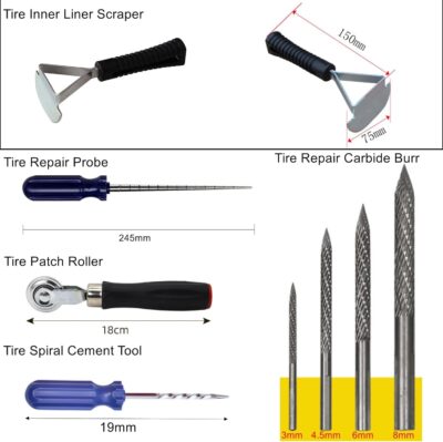 Tire Repair Set with Toolbox, Low Speed 2200rpm Air Tire Grinder and 3/8" Pneumatic Reversible Air Drill, 11 Pcs Tire Patch Tools include Buffing Wheel, Tire Reamer Drill Bit, Manual Tool Set - Image 3