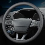 New Nappa Leather car Steering Wheel Cover，for Car Truck SUV 15 inch (Black) - Image 4