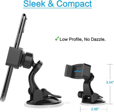 APPS2Car Suction Cup Phone Holder for Car with Adjustable Arm, Low Profile Dashboard Phone Mount Compact Windshield Window Dash Mobile Stand Compatible w/All iPhone and Android Cell Phones - Image 8