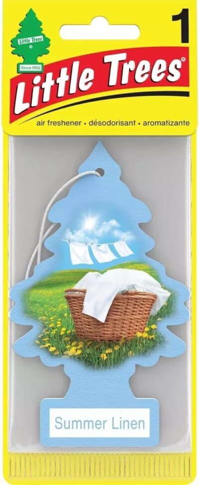 Little Trees Cardboard Hanging Car, Home & Office Air Freshener, Summer Linen (Pack of 12) - Image 2