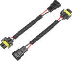 2 Pcs 9005 9006 Male to H8 H9 H11 Female Extension Wire Harness Headlight Fog Lamp Bulb Socket Adapter, Universal for Car Truck Durable Plastic Black