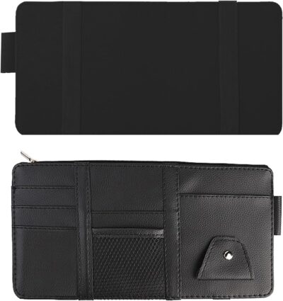 2 Packs Car Sun Visor Multi-Pocket Organizer for SUV & Truck, Auto Visor Storage Pouch with Big Zipper Pocket, Card Sleeve, Driving License, Insurance, Sunglasses, Pen, Key, Lipstick - Image 8